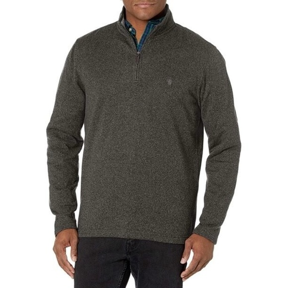 Izod Gray Zip Up Sweater with Contrast Mock Collar size Large NWT - Picture 1 of 7